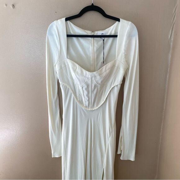 NWT LPA Iris Corset Maxi Dress in Ivory rayon satin bustier Revolve M - Picture 8 of 8